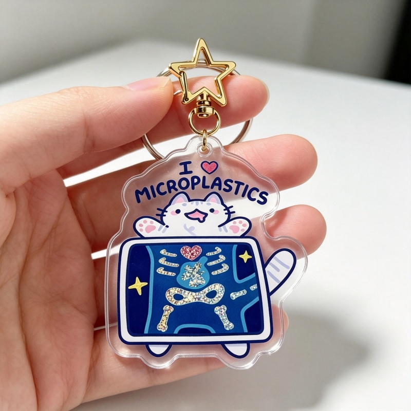 I Love Microplastics Cat Acryl - đánh giá và giá Retro Gaming Keychain
